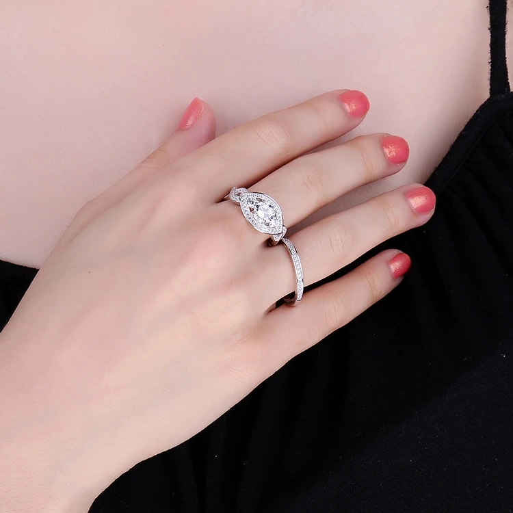 JewelryPalace витой CZ проложить группа Маркиза 3 камня 2.7ct кубического циркония обещание обручальное Обручение кольцо свадебный 925 St