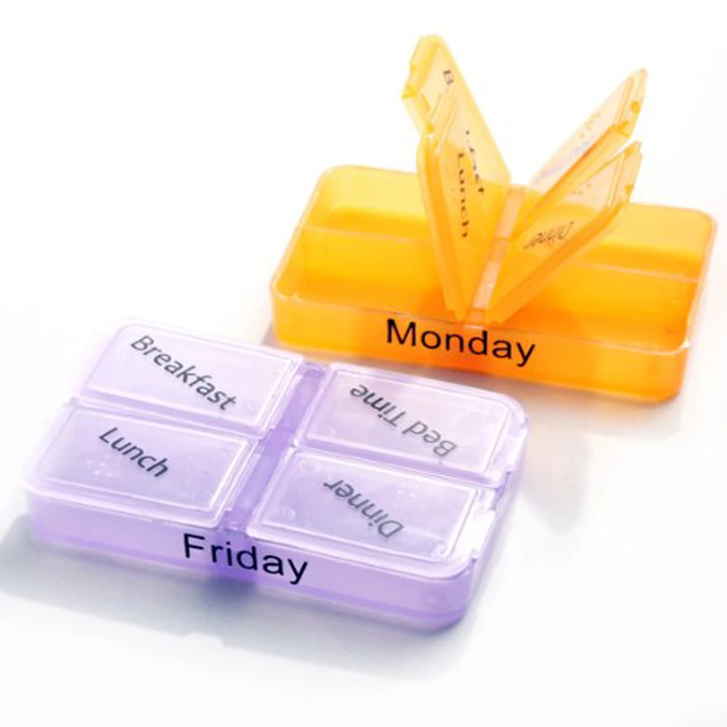 

Practical pills stored for 7 days per week sorting box container 28 grid Tablet Pill Storage Box Plastic Medicine Box Splitters