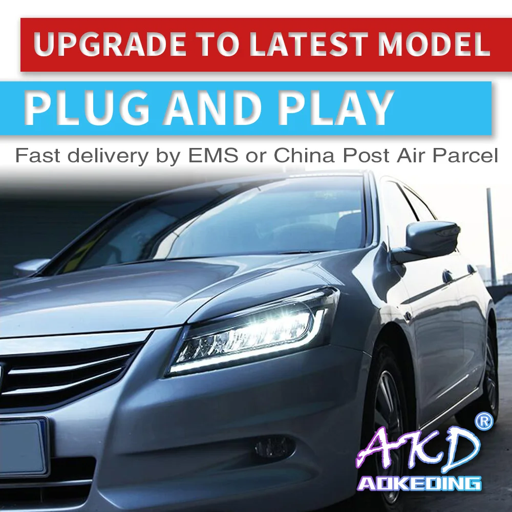 AKD тюнинг Автомобильные фары для Honda Accord G8 2008 2013 полностью светодиодный ные DRL