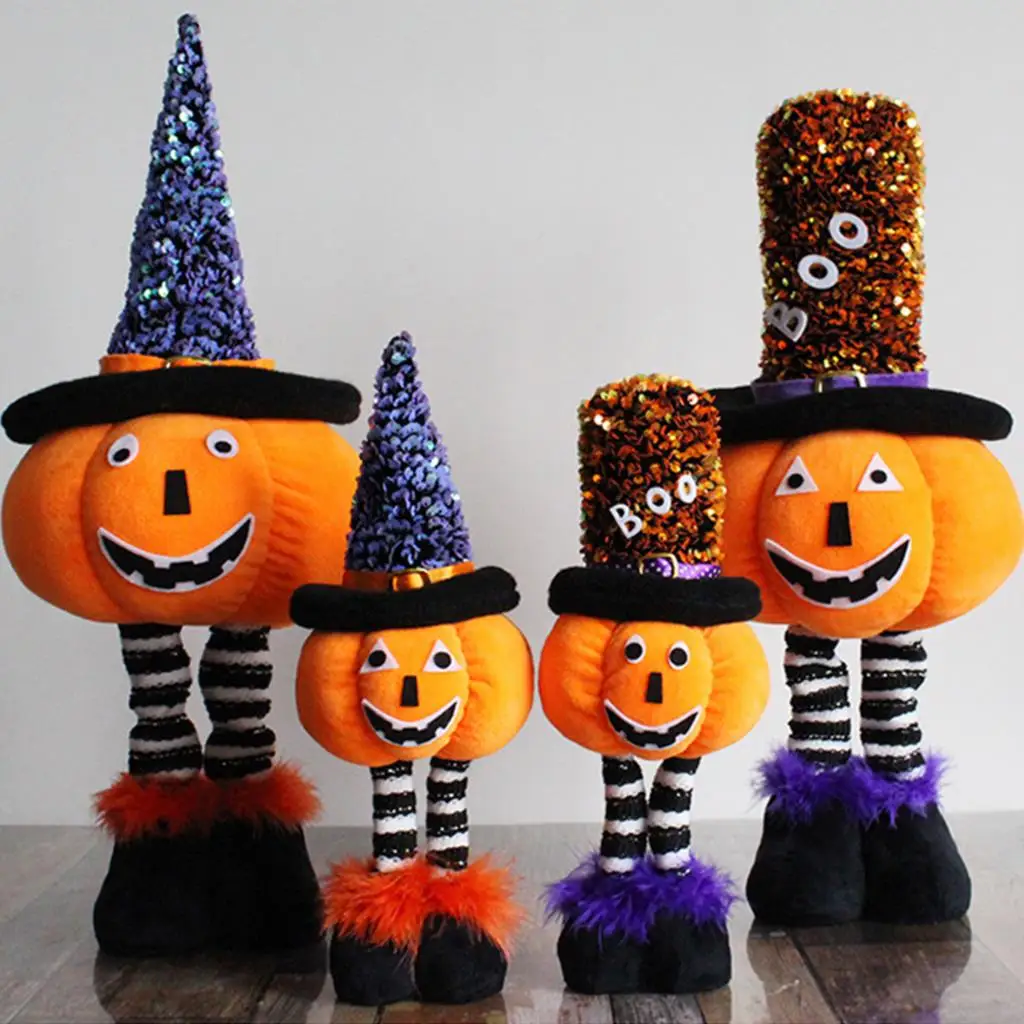 

Standing Pumpkin Gnomes Halloween Adorable Retractable Stuffed Figurines Doll Standing Ornaments Elf Dwarf Holiday Gift