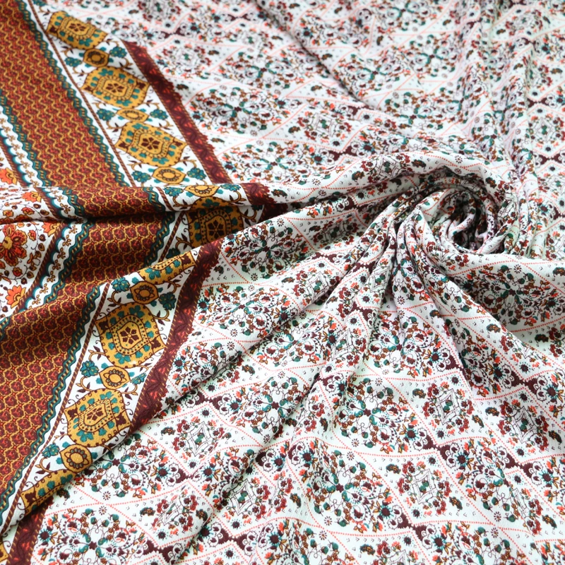 1 м X 5 метр Индия цветочный хлопок креп ткань мягкая вискоза платье tissu|Ткань| |