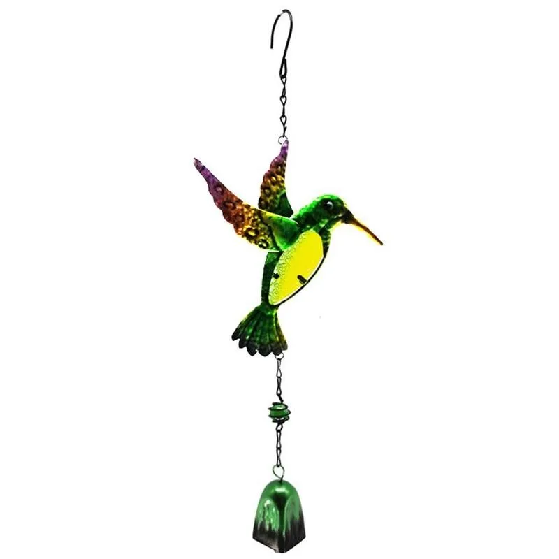 

1pc Hummingbird Wind Chimes Wrought Iron Concave-convex Wind Pipe Creative Home Pendant Chimes Glass Painted Ornaments Bell C0X9