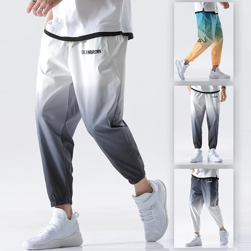

2021 New Gradient Color Streetwear Joggers Pants Men Casual Hip Hop Cargo Pant Trousers Elastic Waist Men's Harem Pant