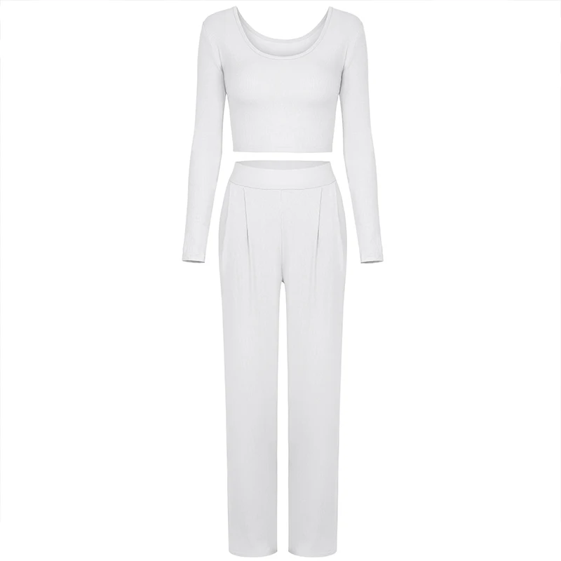 Женский укороченный топ в рубчик комплект из 2 предметов Однотонная футболка с