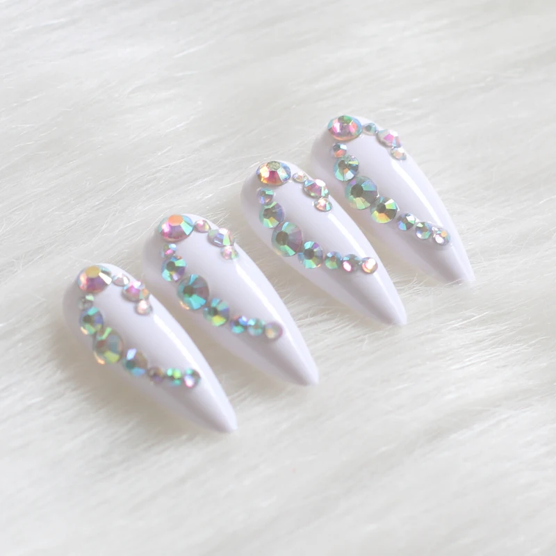 24 шт. high-end Модные ручной работы со стразами алмаз с длинным острым Поддельные