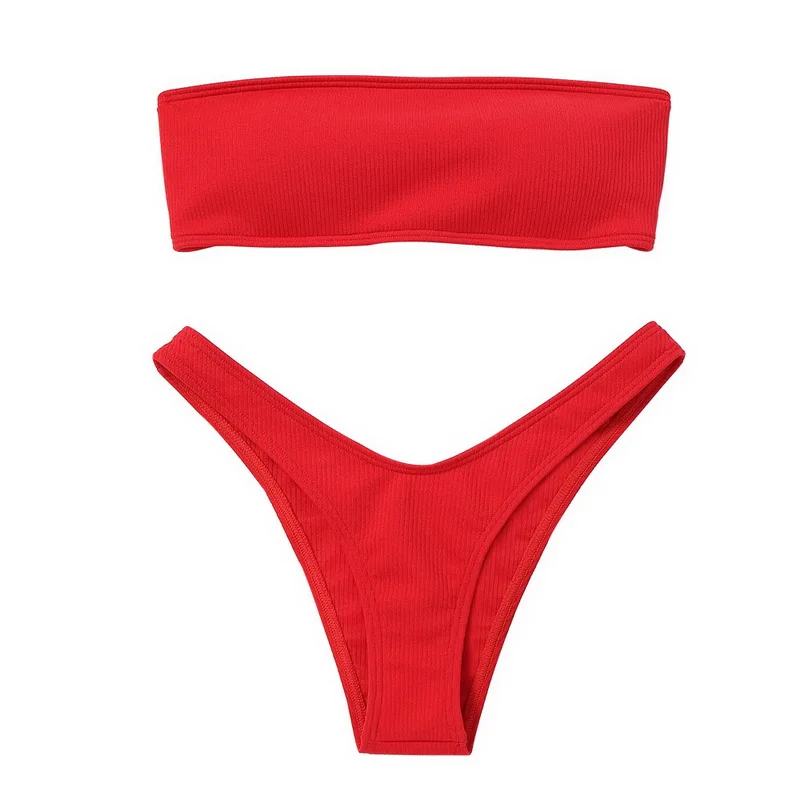Новинка 2020 купальник бандо женское микро бикини комплект пуш ап одноцветные