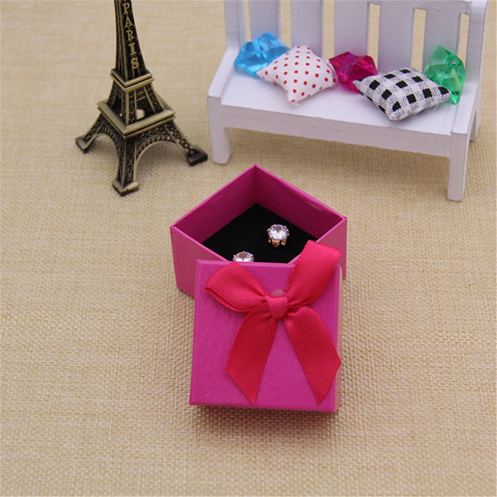 

24 In 1 Candy Color Square Cardboard Jewelry Gift Box With Bowknot
