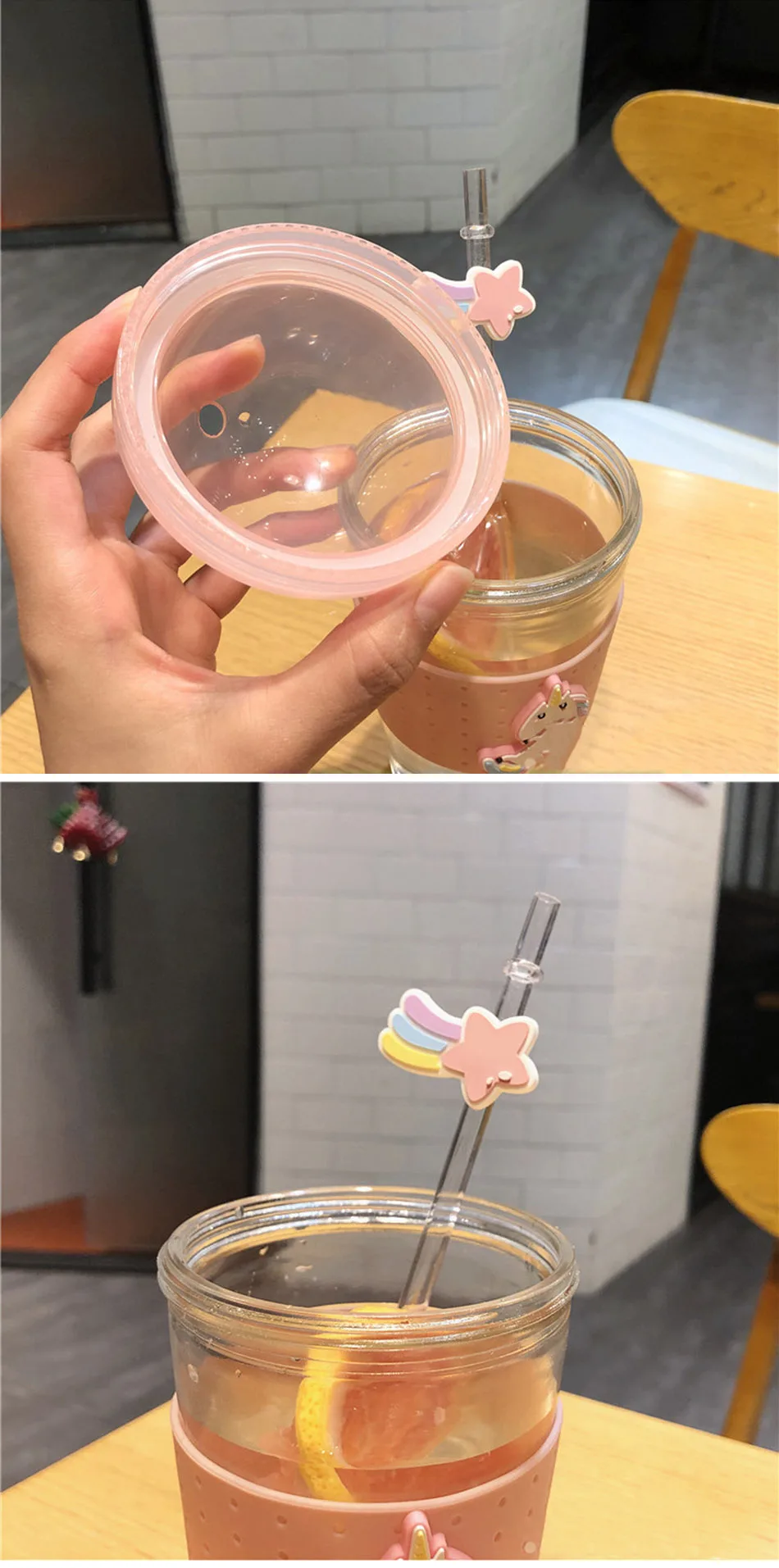 Новая модная вишня двухслойная стеклянная чашка Kawaii бутылка для воды для детей и взрослых с соломинкой милые бутылки для воды Bpa бесплатно герметичные чашки