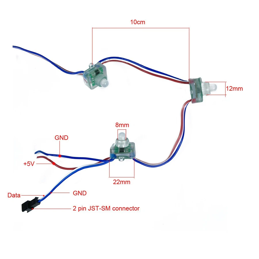 Меняющая цвет квадратный постоянный ток 5 в IP68 светодиодные пиксельные модули 50