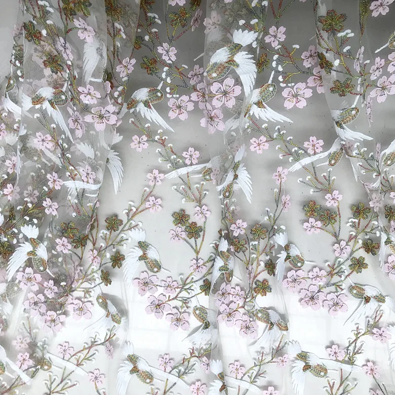 Кружевное платье-Ципао с вышивкой розового и фиолетового цветов | Дом сад