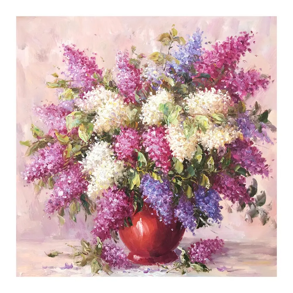 Пурпурная Цветочная ваза алмазная живопись масляная круглая полная вышивка