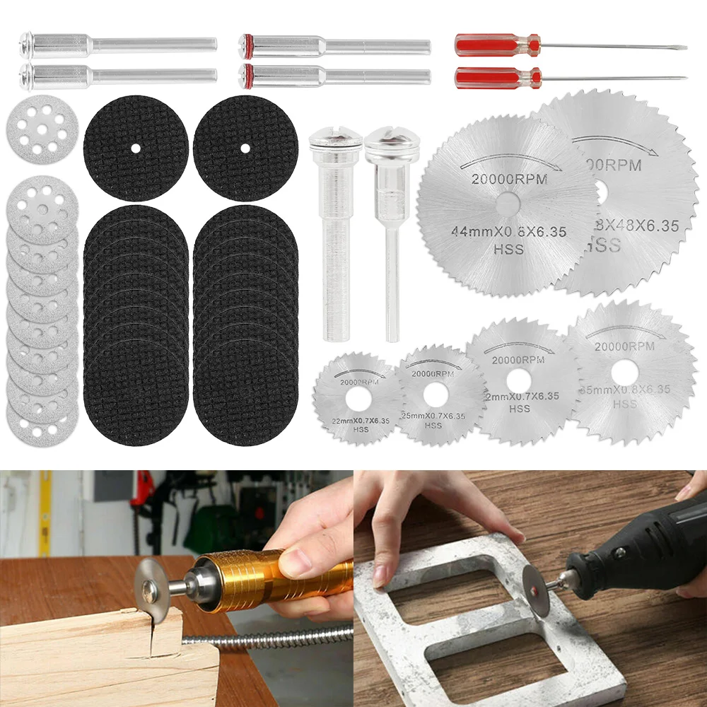 36pcs HSS Mini Circular Saw Blade Set Resin Cut Off Wheels Diamond Cutting Discs Rotary Tool Accessories for dremel Wood Plastic|Полотна
