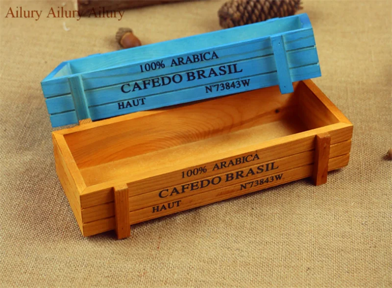 

Retro Wooden Succulent Box Ornaments Home Rectangular Old Zakka Succulent Flower Pot,Garden Supply Potted