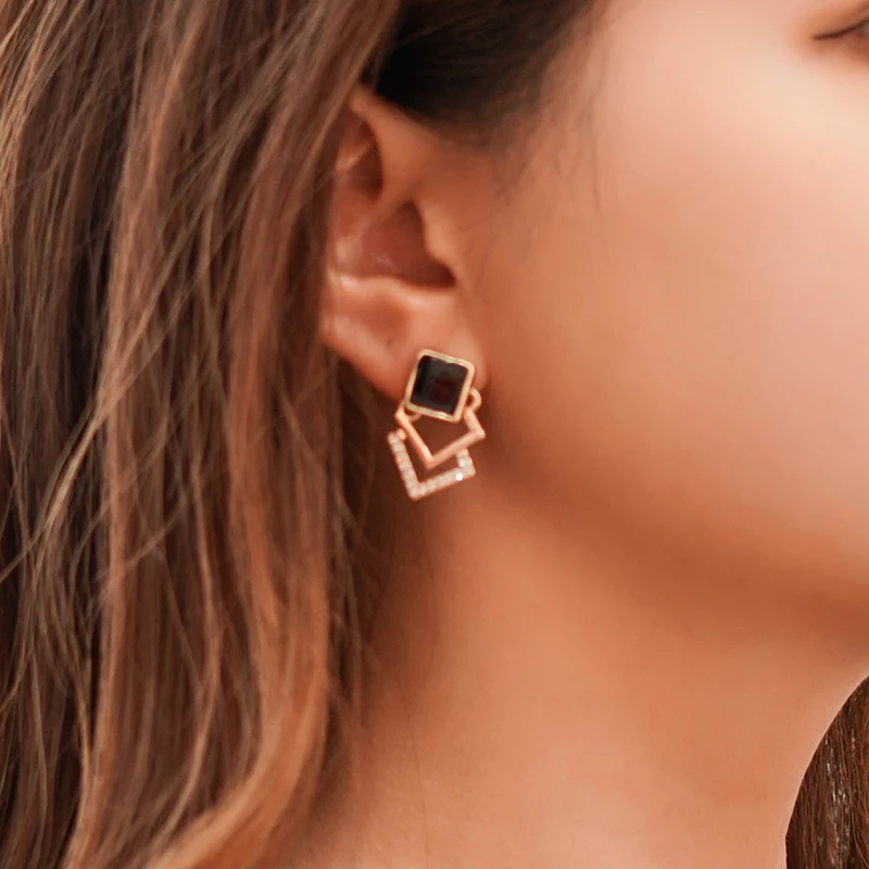 Серьги кольца Xinwei Стразы с цирконом женские круглые серьги золотые черные