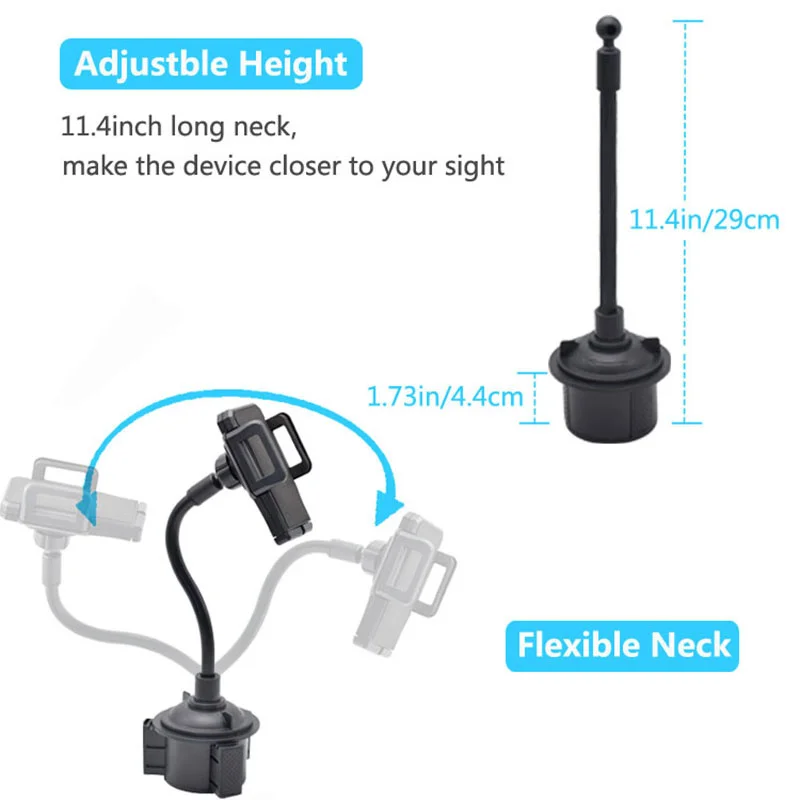 universal 360 degree car for phone mount adjustable gooseneck cup holder stand auto clip cradle for cell phone iphone gps free global shipping