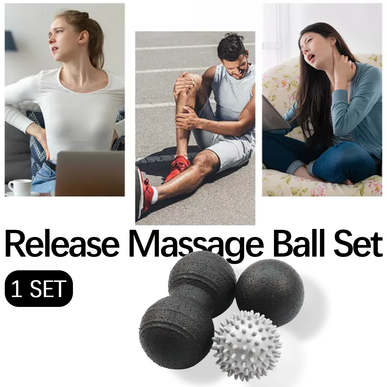 

1 Set Release Massage Ball Set Yoga Roller Spike Back Hand Sensory Peanut Balls Training Fitness Ball Gym Body Sports Massager