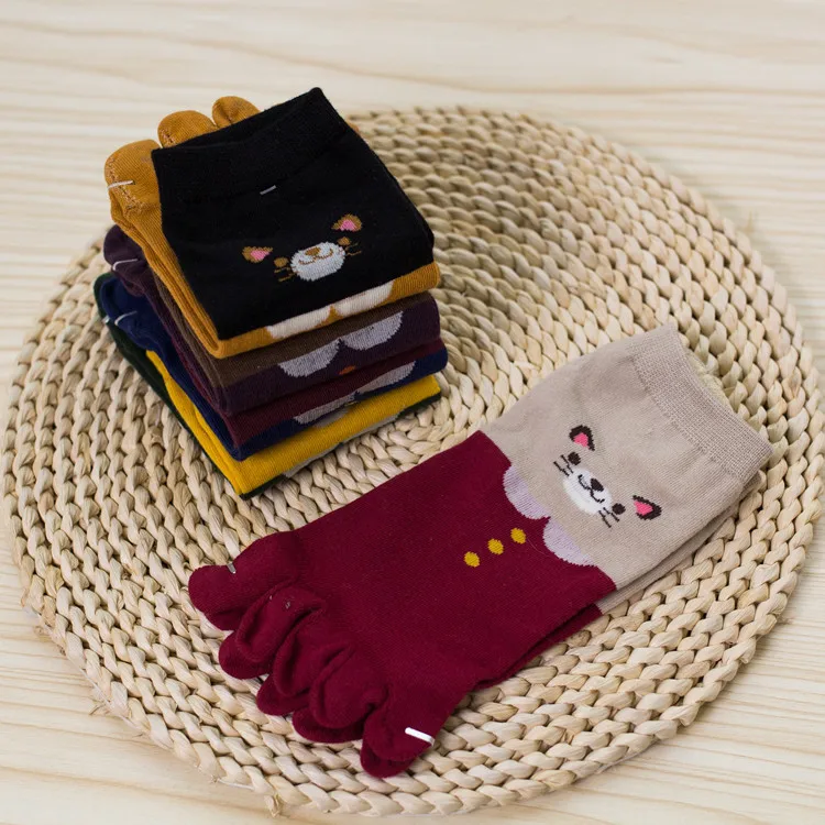 Новинка хлопковые носки с носком женские носок пятью пальцами милые мультяшными