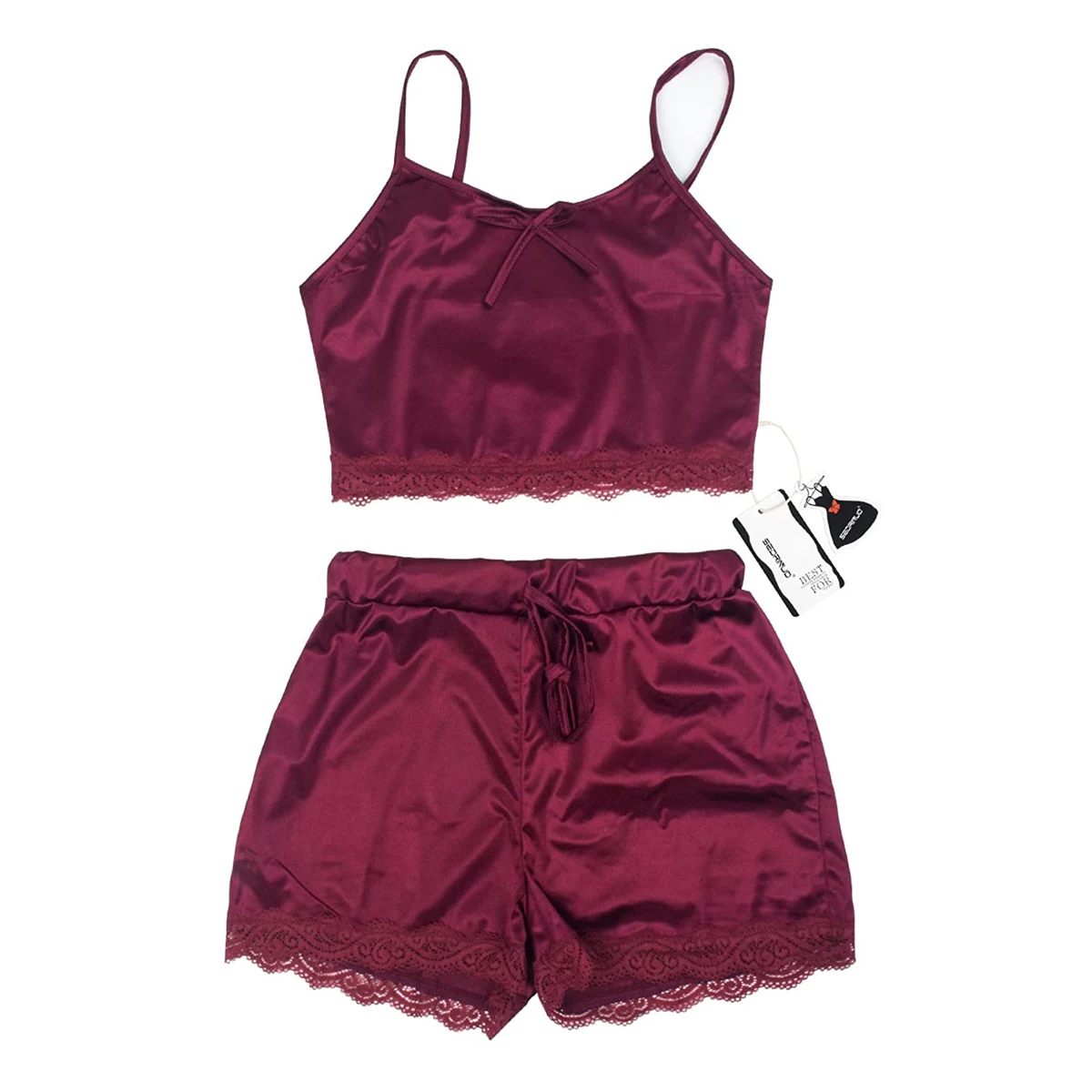 

2PCS Set Sleepwear Female V-Neck Nightwear Women Underwear Sexy Lingerie Lady Pajamas Crop Tops +Shorts Sets
