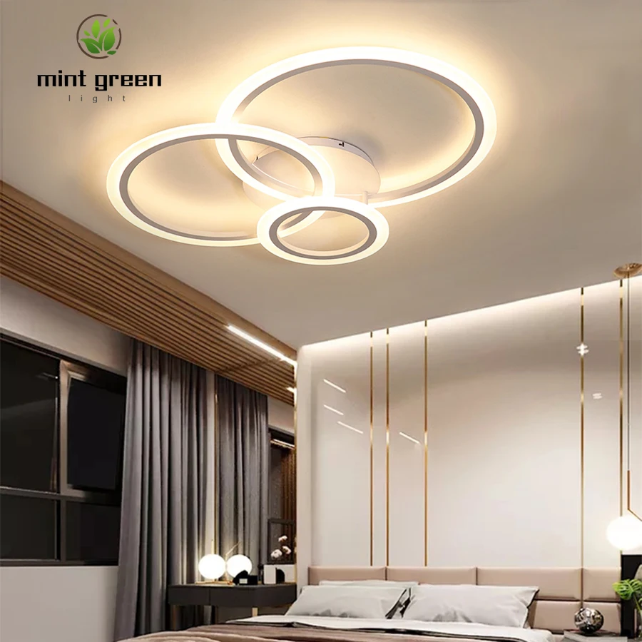 

New Led Ceiling Lamp For Bedroom Living Study Room Modern Home Creative Dimmable Circle Chandelier Lighting Fixture