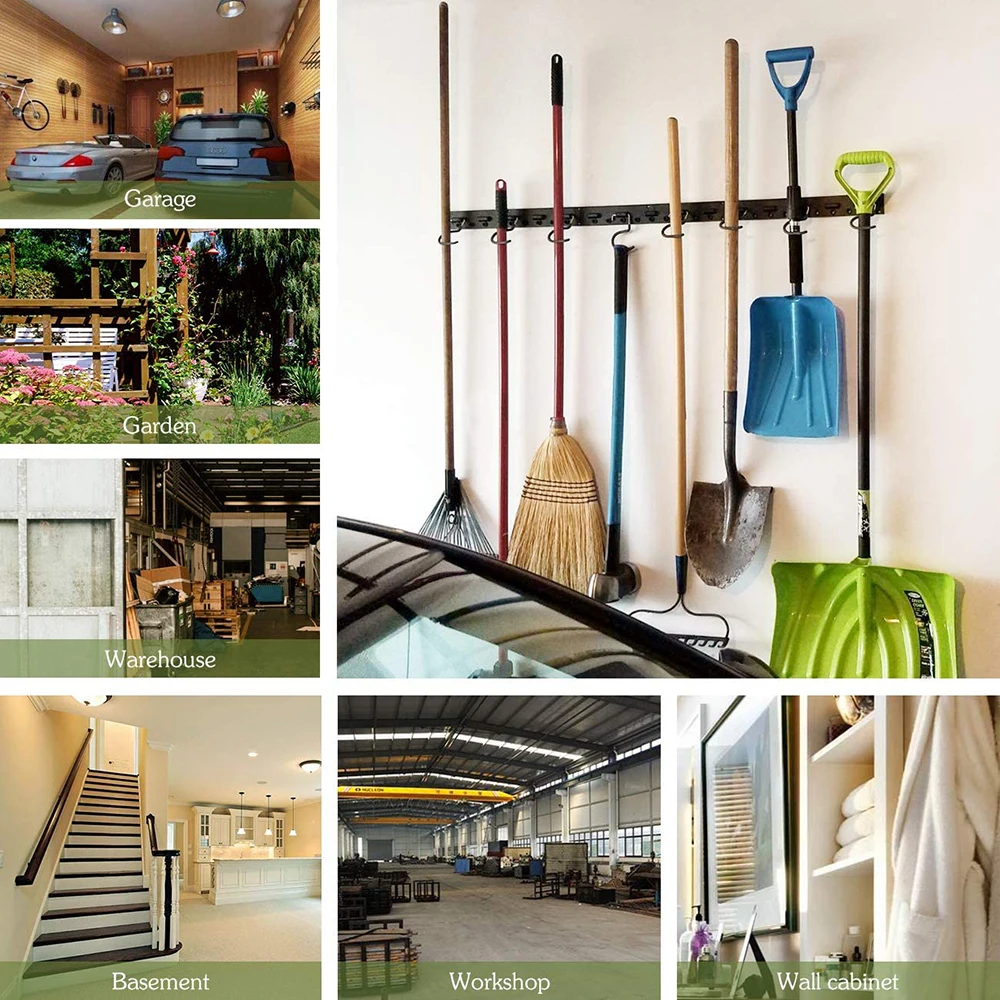

48 Inch Adjustable Tool Storage System 12 Hooks Wall Holder Garage Storage Garden Tool Organizer