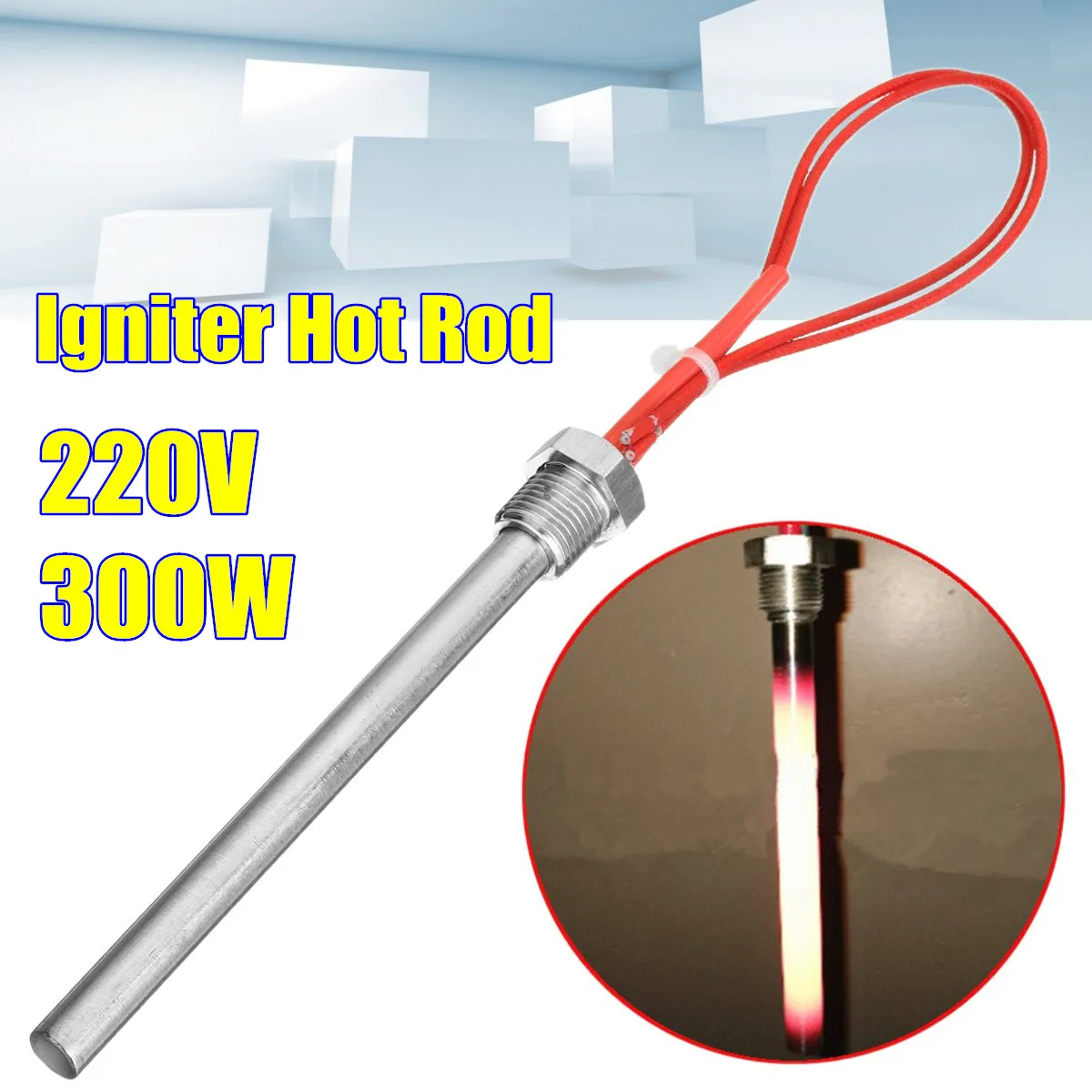 

300W 220V Ignitor Hot Rod Fireplace Grill Stove Part Pellet Stove Igniter Wood Pellet Heating Tube 140*10mm M16