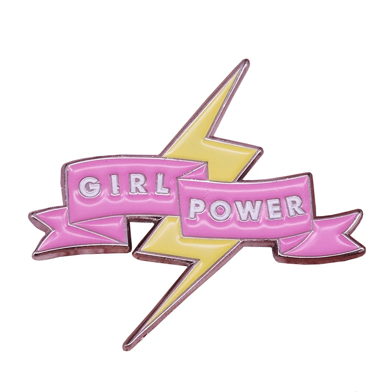 Брошь в виде молнии Феминистская булавка для девочки значок питания милый баннер