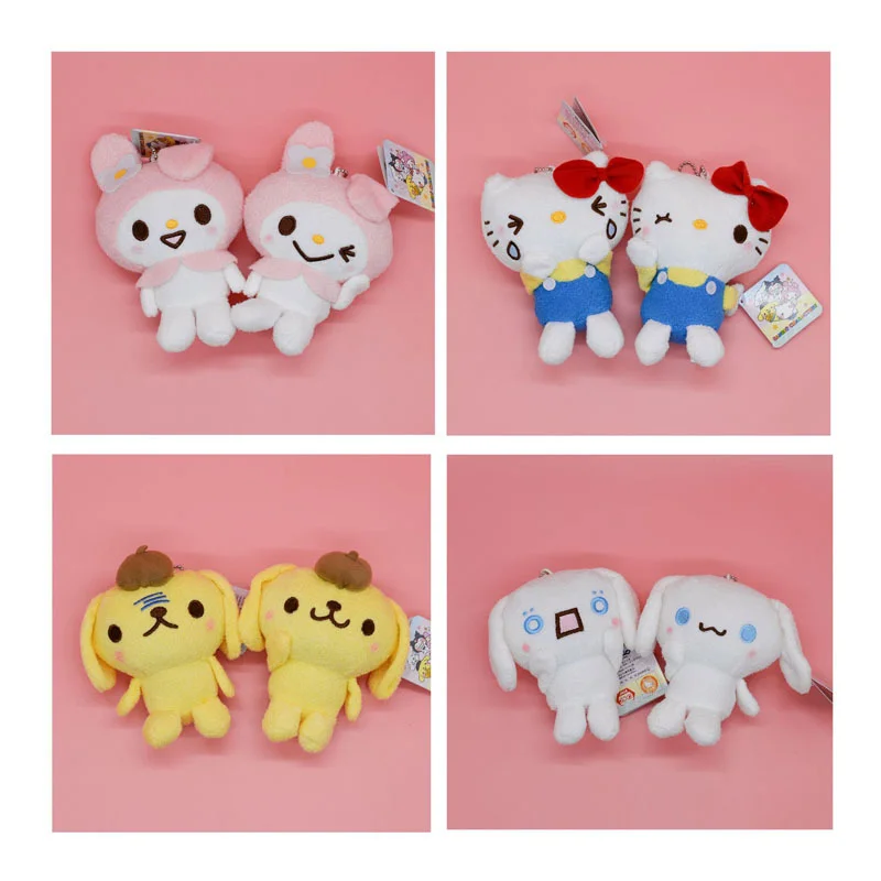 

10 см аниме Kawaii My Melody Cinnamoroll KtCat Purin Dog Мультяшные детские милые мягкие плюшевые куклы для детей Рождественский подарок