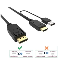 hdmi to displayport adapter with usb power supply cable 4k male hdmi to dp video converter cord with audio hdmi to display port