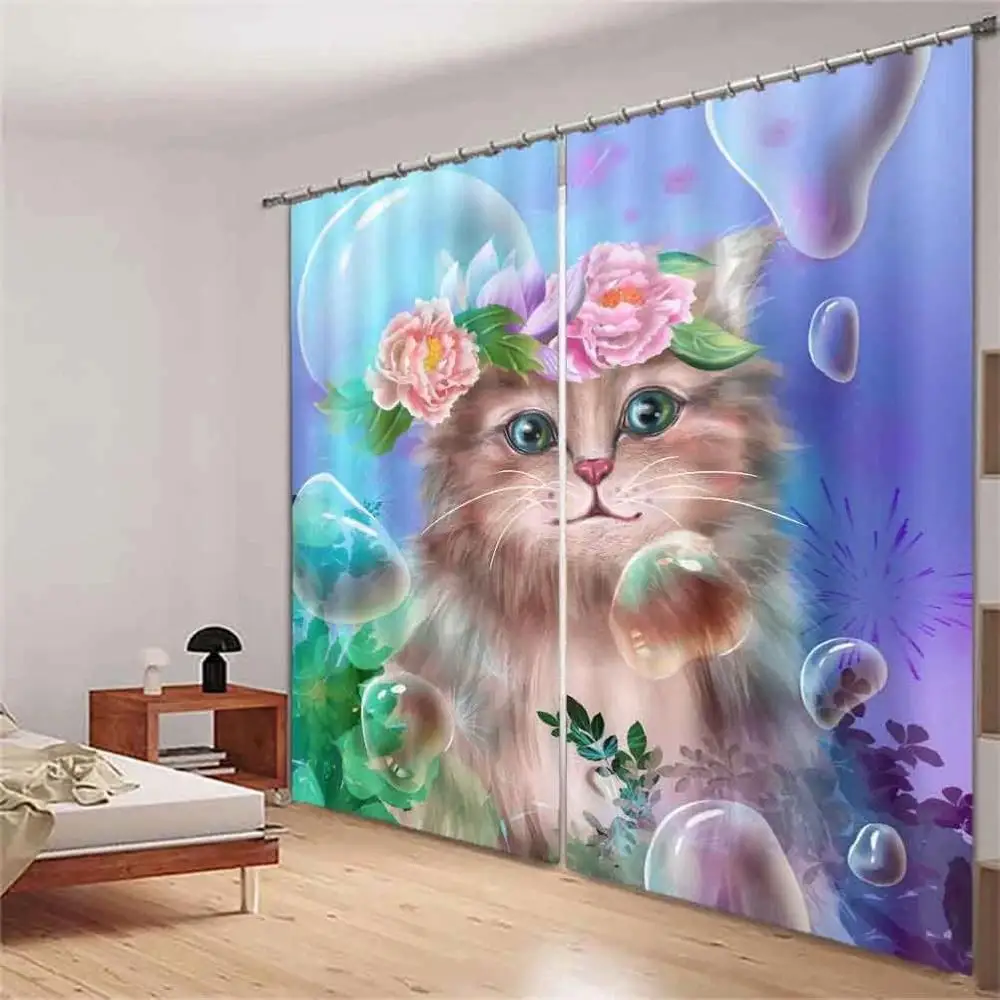 3D шторы для животных занавески на заказ музыкальные гостиной Детские