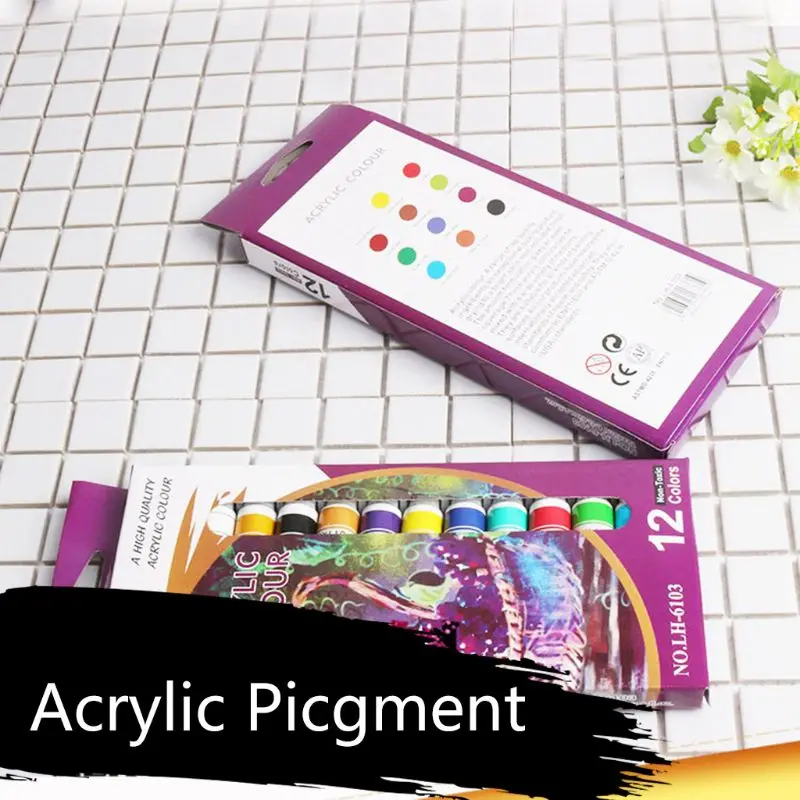 

P15F 12 x 12ml Heavy Body Colors Rich Pigments Acrylic Paint Set for Painting Canvas Crafts