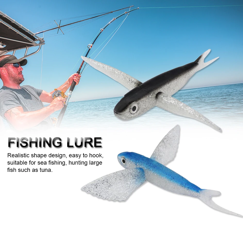 21CM Bionic Flying Fish PVC Saltwater Fishing Lure Sea Fish Soft Tuna Lure For Tuna Horse Mackerel Cat Fish Fishing Accessories