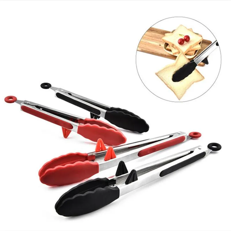 

Non-slip Silicone Bread Food Tongs For Baking Anti Heat Clip Tong Pastry Clamp BBQ Tongs Cooking Tools Kitchen Utensil