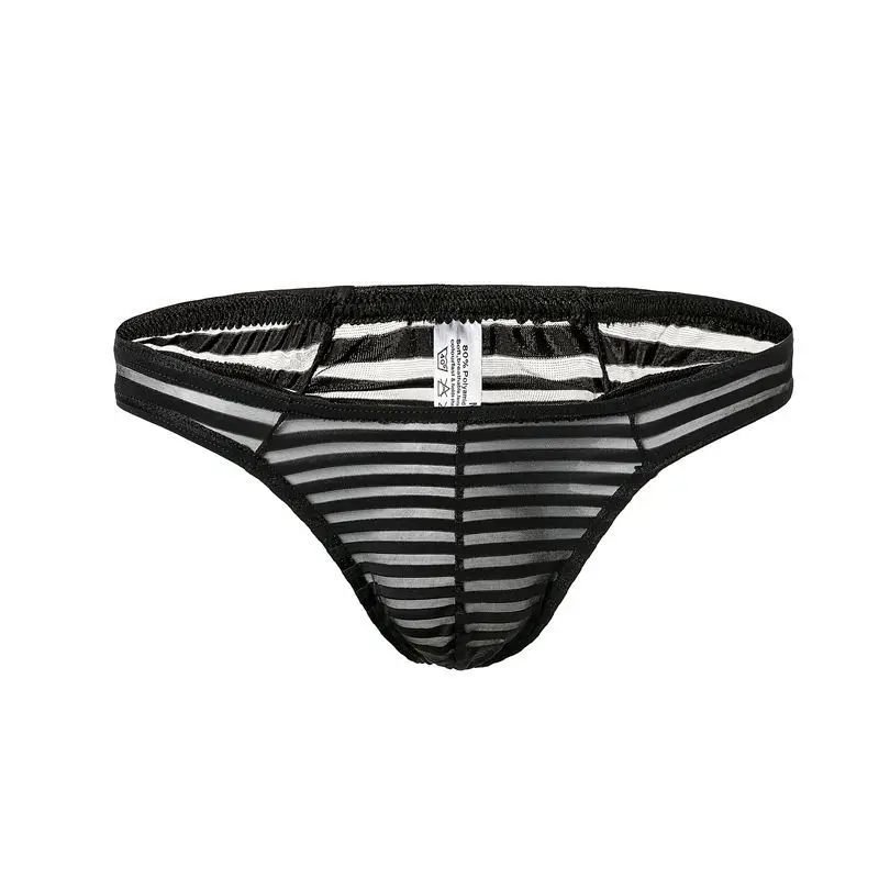 

Sexy Underwear Men Thongs Striped Bikini G-string See Through Gay Sissy Tanga Hombre Jockstrap Low Waist Exotic T-back Thong