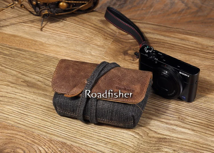 Roadfisher натуральная кожа Брезентовая сумка для камеры вставка чехол для хранения чехол ремень для Canon G7X RX100 M2 M3 M4 M5 Nikon sony Leica Fuji
