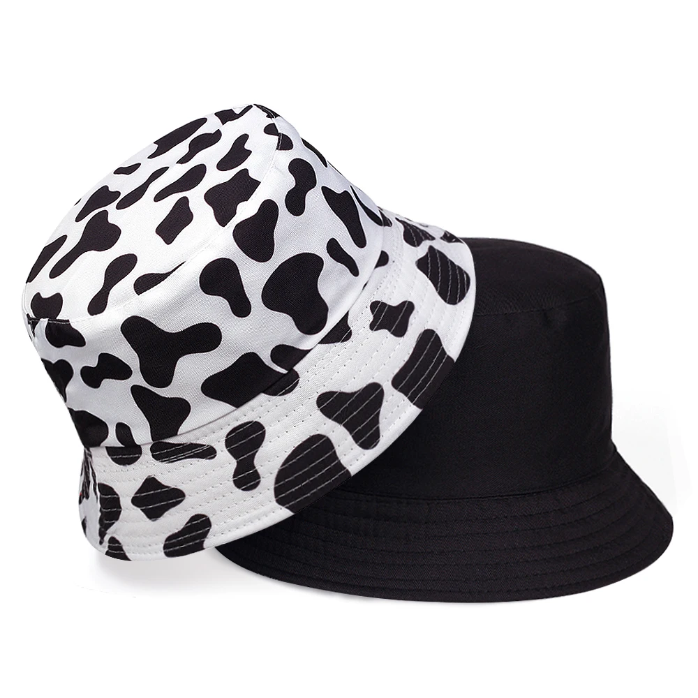 

Fashion summer cotton bucket hat dairy cow Striped print Fisherman Hats Hip Hop outdoor travel panama cap Sun caps for men Women