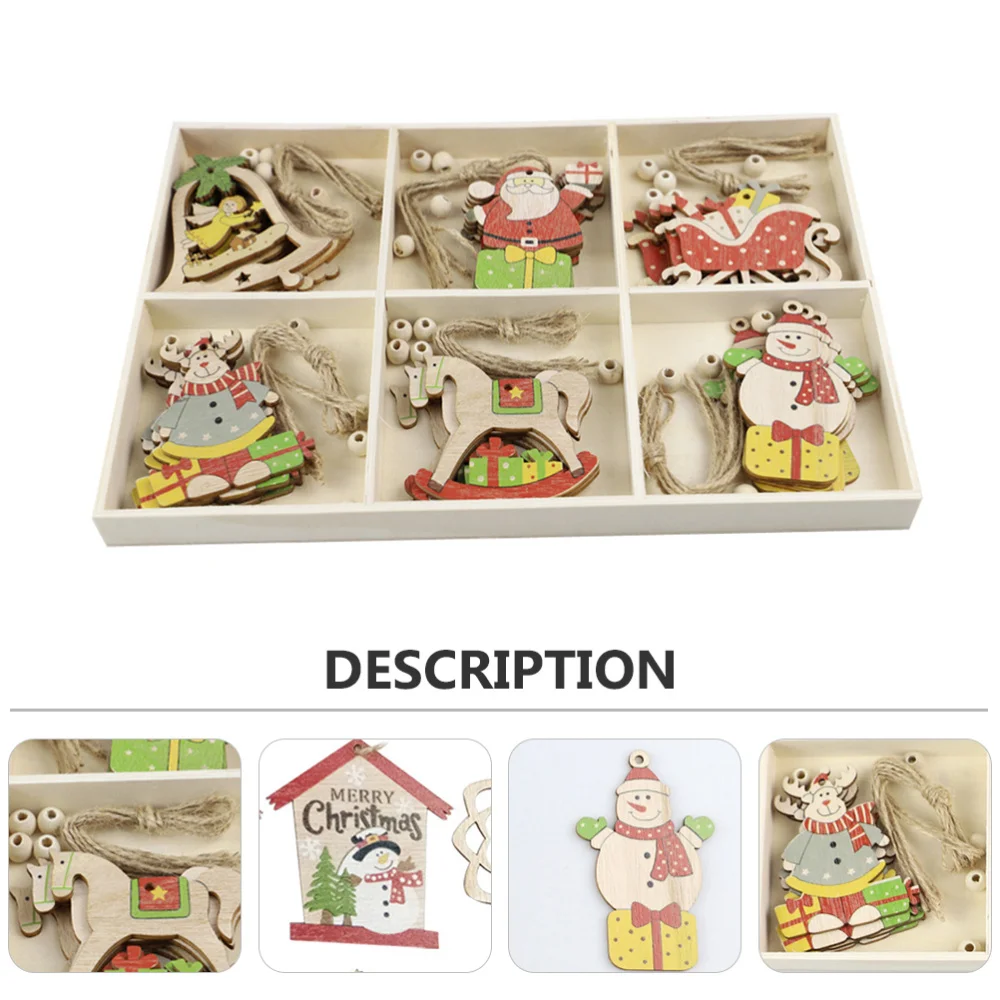 

1 Set Christmas Style Christmas Tree DIY Pendant Wooden Mini Pendent Accessories