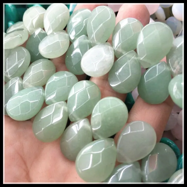 green aventurine 20 штук натуральный граненый jadee розовый кварц черный кристалл оникс бусины серые Агат Камень Каплевидная форма свободные бусины струны 15x20 мм - Цвет: green aventurine
