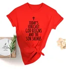 Футболка в стиле Харадзюку, с надписью сегодняшний прогноз, Бог сияет, христианская вера, футболка с Иисусом г.