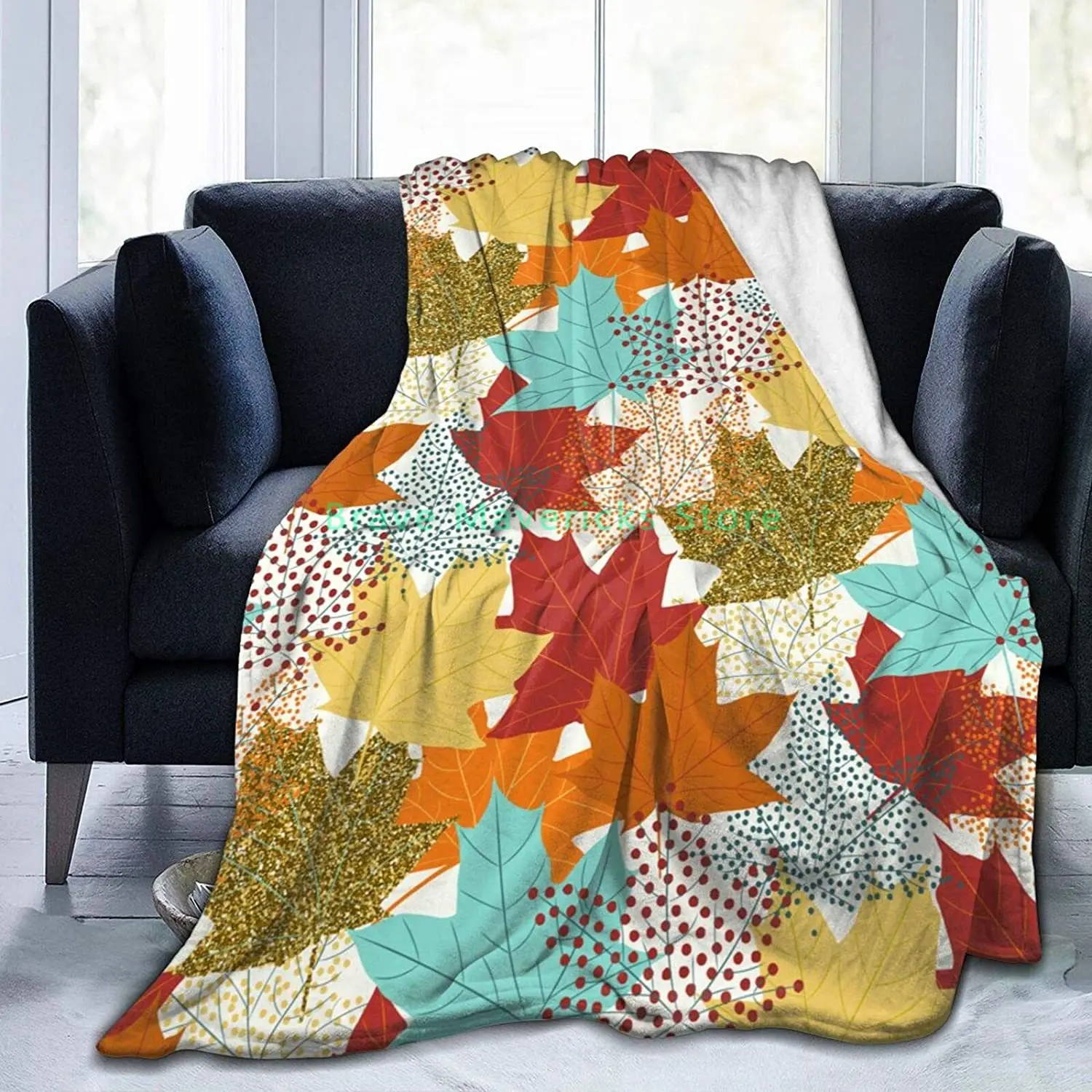 

Colorful Fall Maple Leaves Soft Throw Blanket All Season Microplush Warm Blanket Lightweight Flannel Fleece Blanket for Bed Sofa