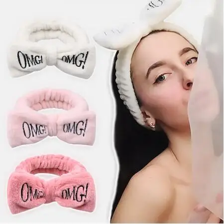 Вязаная буква "OMG" фланелевые повязки с бантами турбаны для волос аксессуары для волос для женщин и девочек.