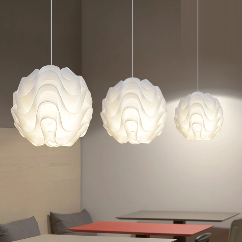 

A Modern Pendant Light PP Wave ball Hanglamp White Globe Pendant Lamp Kitchen Fixture Indoor Lighting Luminiare nordic Lamp