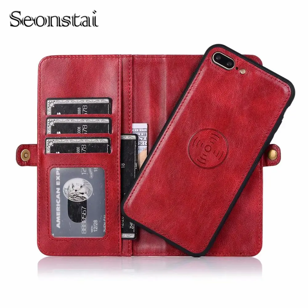 

Wallet Case For iPhone11 pro Max Leather Case For iPhone7Plus 8Plus XR Xs Max Flip Magnet Multifunction 2 in 1 Wallet Case Full