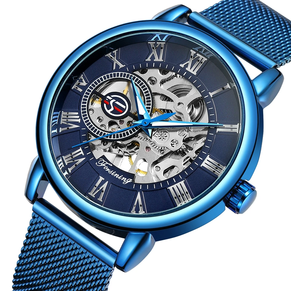 

Классические наручные часы FORSINING, мужские механические часы-скелетоны с римскими цифрами, ручной работы, Подарочная коробка, бесплатная дос...