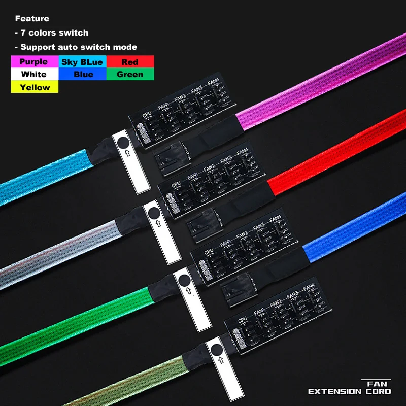 Рукав PWM вентилятор концентратор разветвитель со светодиодной RGB подсветкой