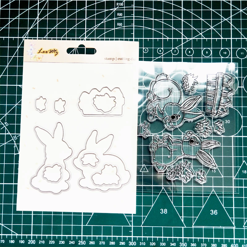 

rabbit animals pattern Stamp And metal die Scrapbooking Alphabet Stamp Embossing Craft Silicone Transparent Stampstampons