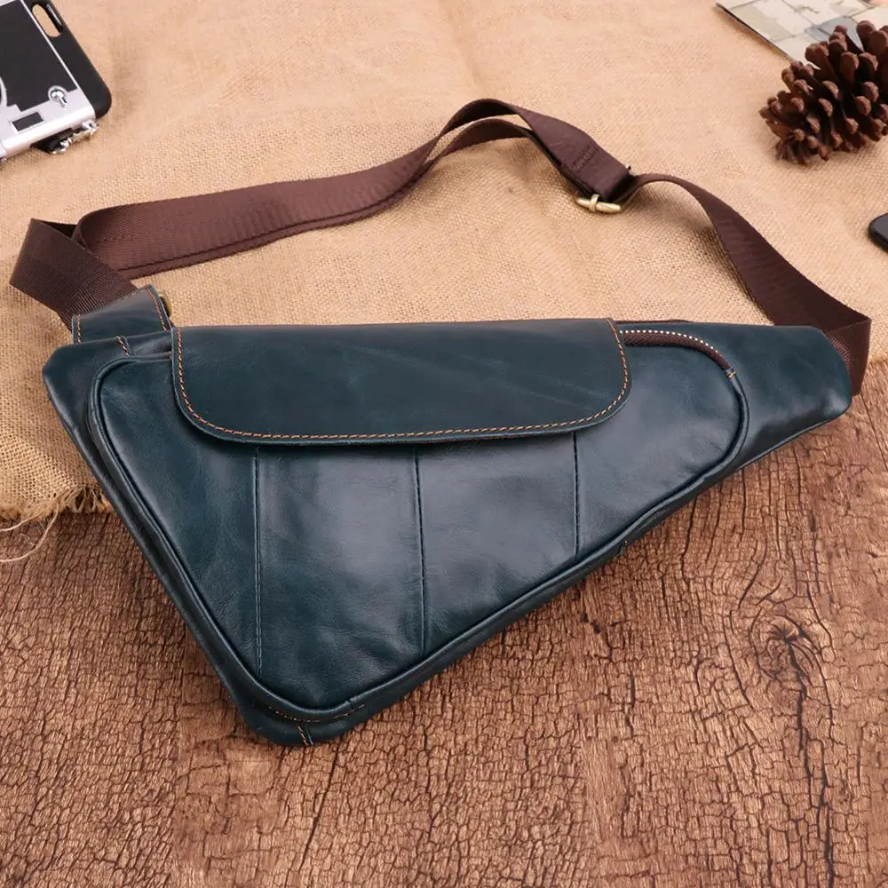 Мужская Дорожная треугольная нагрудная сумка JOGUJOS из натуральной воловьей кожи