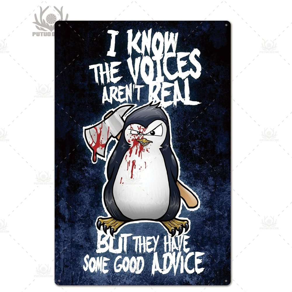 TH3037 Crazy Penguin металлический плакат Забавный металлический оловянный знак железная Живопись Домашний Декор декоративная металлическая тарелка Настенный декор - Цвет: TH3037
