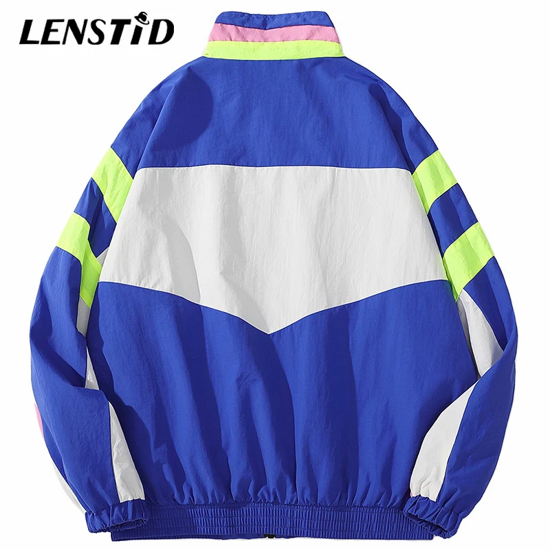 LENSTID Мужская ветровка в стиле хип хоп винтажная цветная Лоскутная тактическая