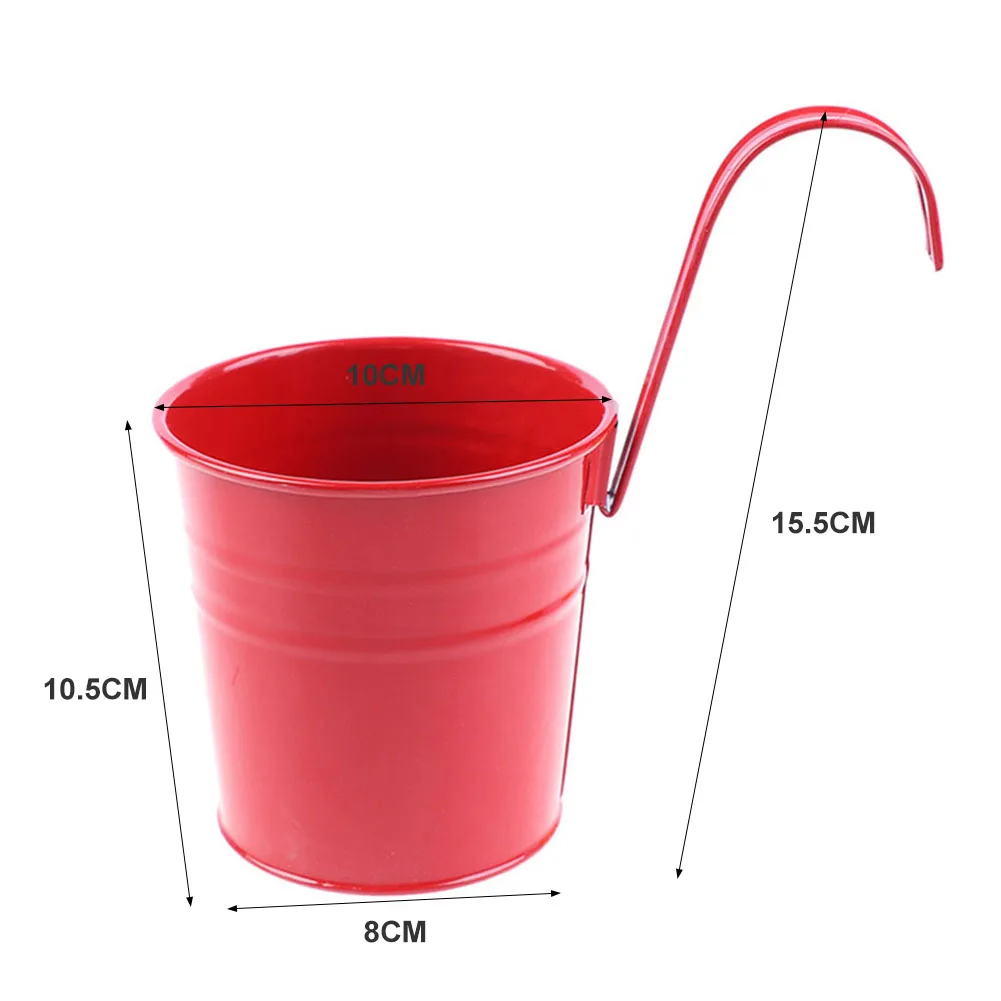 

Metal Flower Pots Fence Hanging Planter Hook Detachable Bucket With Drain Hole Flower Container Home Balcony Garden Supplies