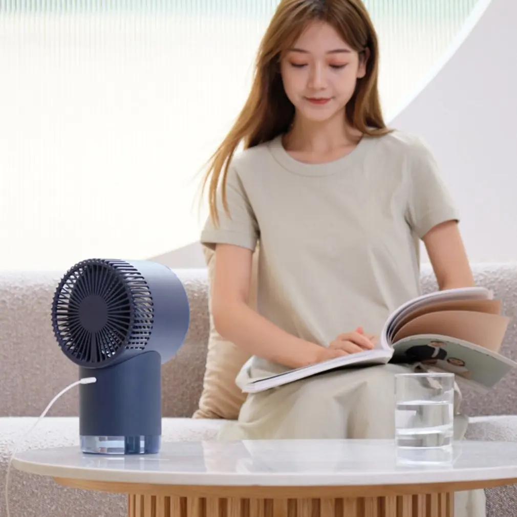 Water-cooled Electric Fan USB Charging Mini Silent Spray Air-conditioning Air Cooler Four-in-one Portable Conditioner | Обустройство